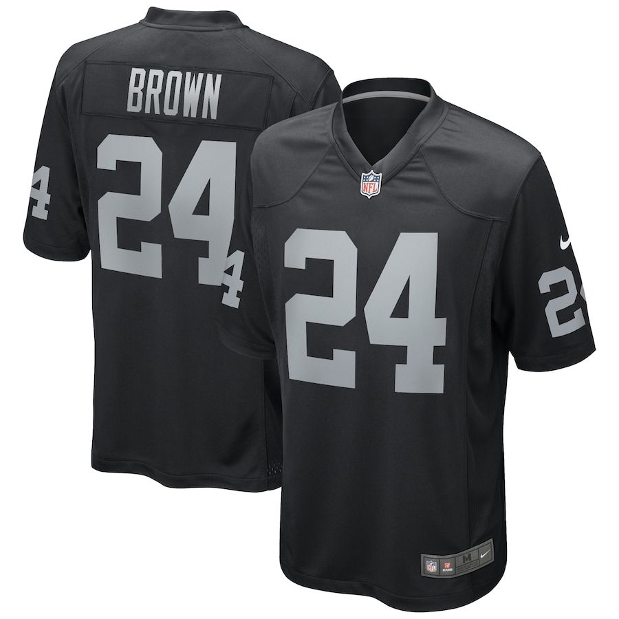 Men Oakland Raiders 24 Willie Brown Nike Black Game Retired Player NFL Jersey